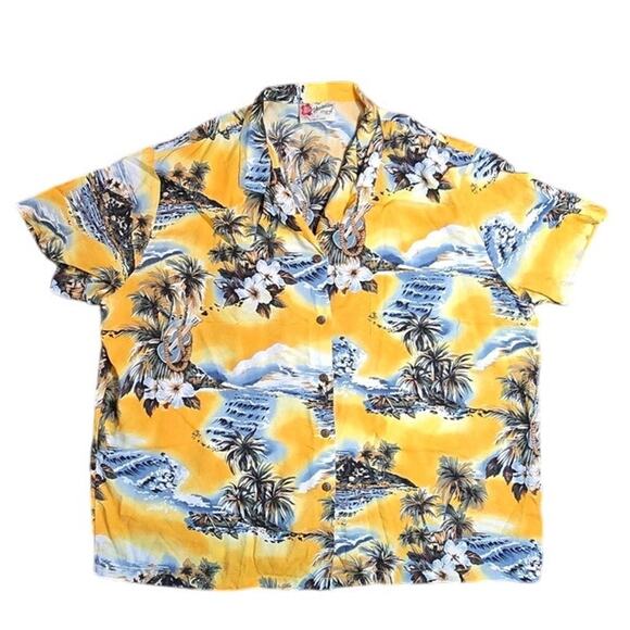 Hilo Hattie Shirt The Hawaiian Original Mens XL Bright Palm Tree Cloud‎ Surf - Picture 1 of 5